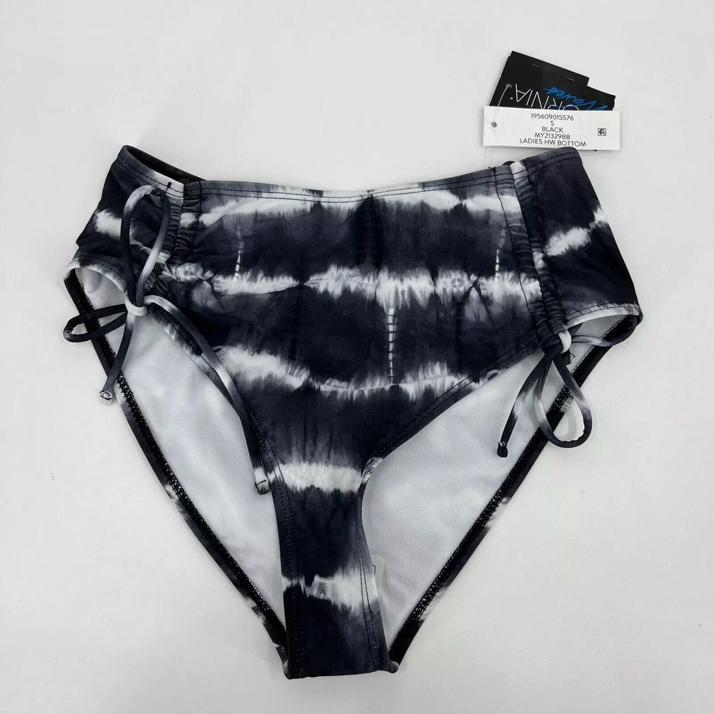 California Waves Bikini‎ Bottom Women's S Black Tie Dye Swimwear Beach Pool New